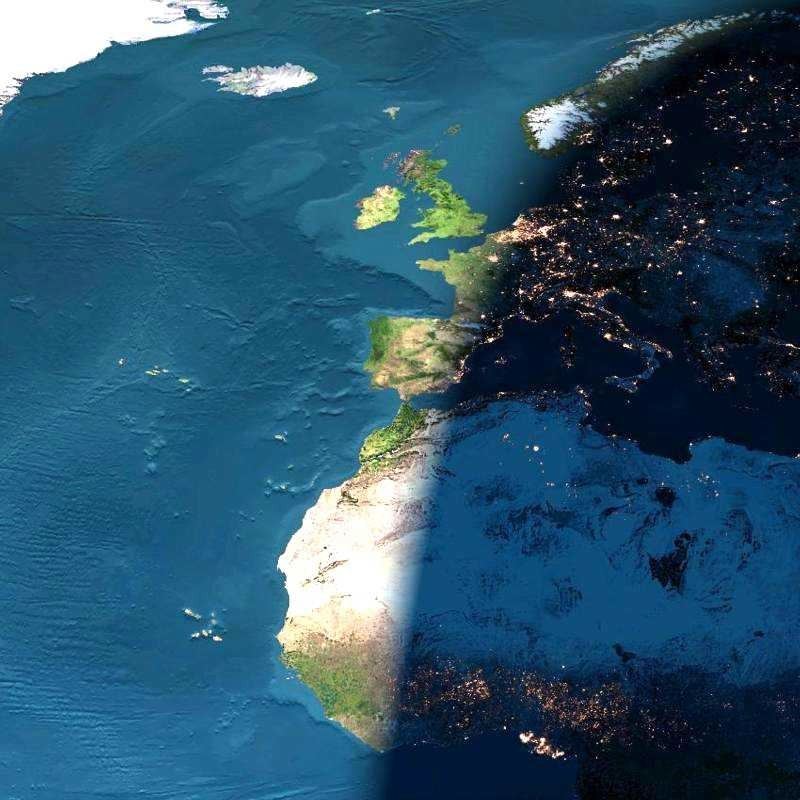 Day and Night across Europe from Space